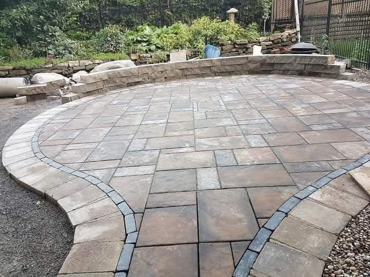 Circular stone patio